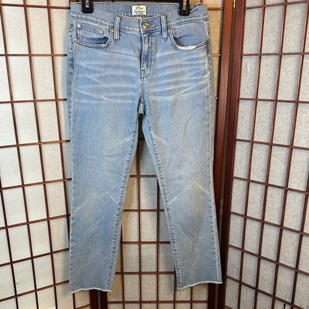 J. Crew Light Blue Cropped Jeans size 26 slim broken in boyfriend raw hem
